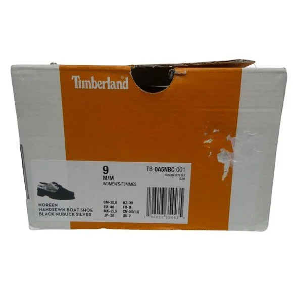 Timberland Heritage Noreen Women's Boat Shoes Size 9, Black/Silver, Brand New Ne